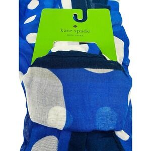 Kate Spade New‎ York Blue W/white Dot Oblong Scarf Designer Feminine NWT